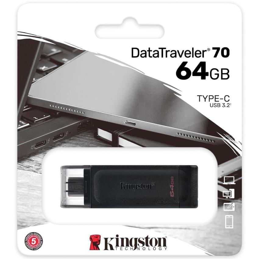 Pendrive Kingston 64gb Dt70 Negro Usb C